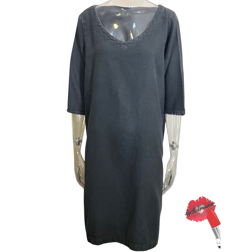 CP Shades Shift Dress Medium Navy Blue 100% Cotton Laggenlook Oversized Coastal